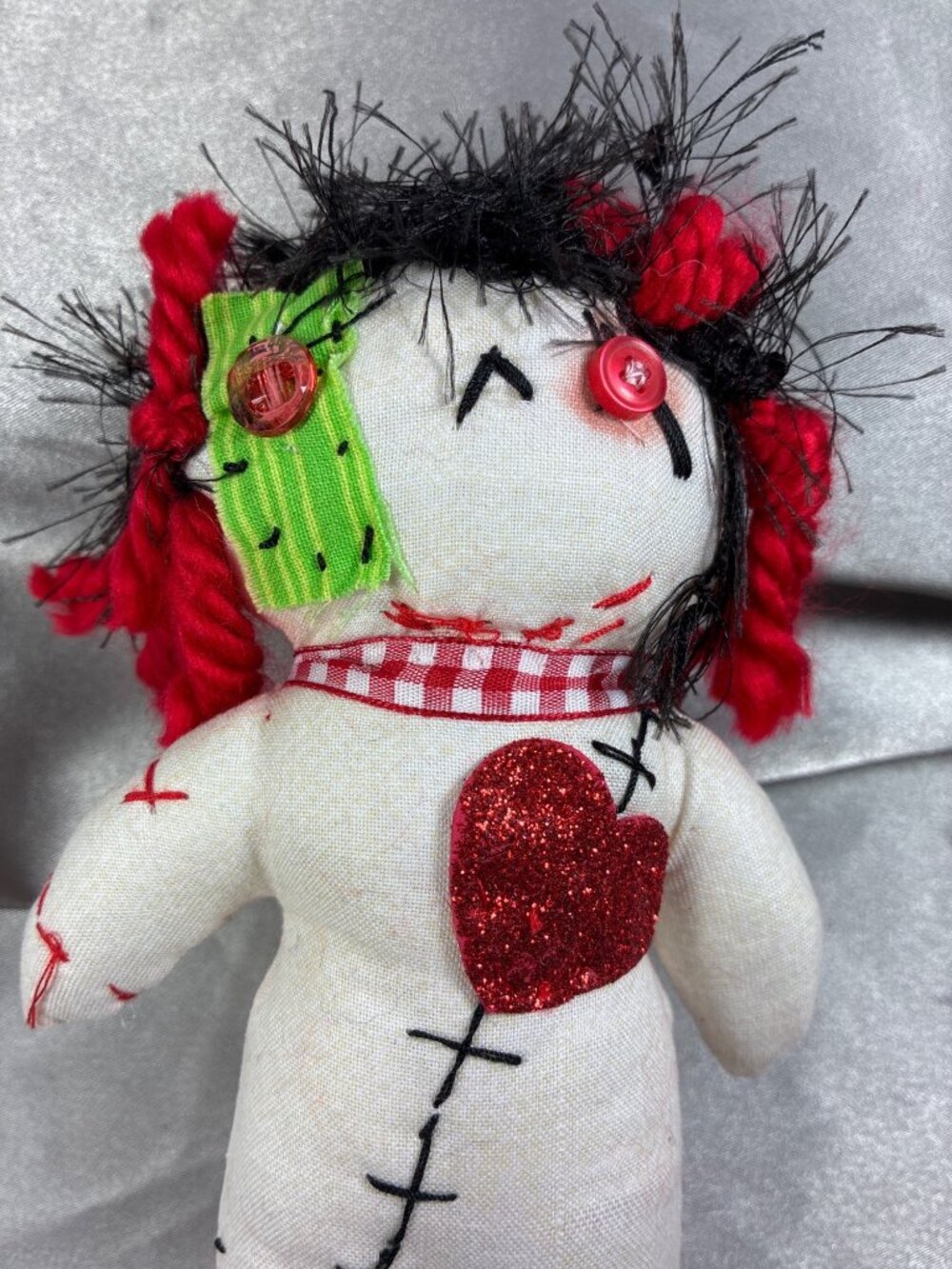 Handmade Halloween Rag Doll Pair Primitive Folk Art Creepy Cute OOAK 13" & 8" - Picture 7 of 15